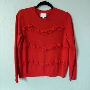 Sezane Vibrant Red Ruffle Sweater